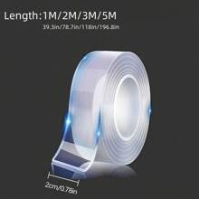 1 Roll Reusable Transparent Double-Sided Adhesive Tape, Suitable For Kitchen & Bathroom Items