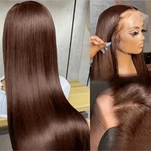 36 Inch Chocolate Brown Glueless Straight Wig, 13x4, 13x6, 4x4, 5x5 High Definition Lace Front Wig, Easy To Wear, 200% Density, High Definition Lace Front Wig, Suitable For Women, 28, 30, 32 Inch Mixed Hair - Brown - View 5