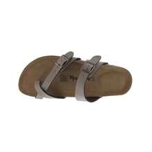 Women's Slide Sandals Adjustable Buckle Open Toe Slip-On Cork Footbed Slides Toe Loop Cross Strap Flat Sandal Comfort Casual Summer Slippers Shoes - 深灰色 - 查看 5