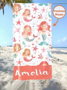 Personalized Kids Beach Towel,Summer Birthday Gift For Kids,Summer Vibes,Girls Beach Trip,Custom Beach Towel,Swimming Pool,Beach Decor,Multi-Functional,Ornamental,Letter,Stylish,Modern,Colorful,Cute,Adorable,Casual,Custom,Personalised,Unique,Customized,Ideal Gifts For Him,Ideal Gifts For Her - Multicolor - View 1