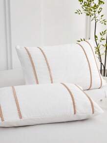 3pcs Synthetic Washed Cotton Beige Mini Pom Pom Duvet Cover Set, 1 Duvet Cover 2 Pillow Shams, Bedding Set