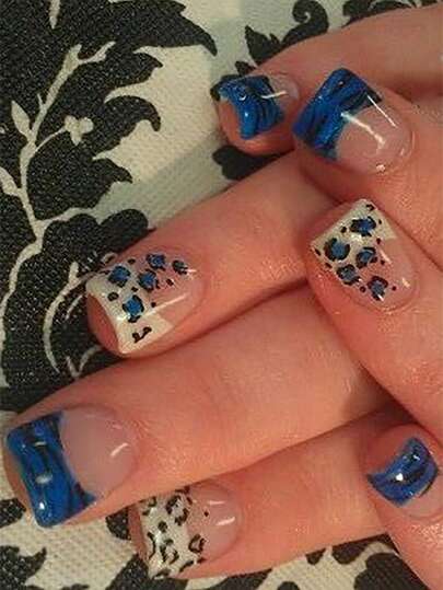 24pcs Press On Short Nails Creative Blue Jellyfish Flower Orange Blue Starfish Blue Vortex Multi-Color False Nails Suitable For Daily Wear Nail Supplies Press On Nails