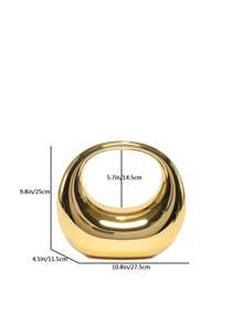 加大码新月形金属亚克力手拿包，镀金亮面时尚圆形晚宴手提包，带环形手柄，是送给女性的完美礼物