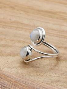 Rainbow Moonstone 925 Sterling Silver Gemstone Adjustable Ring - 彩虹月光石 - 查看 4