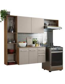 Cocina Integral Completa Modular Madesa Easy 180cm Marrón/cream 01 - Marrón y Crema - Ver 2