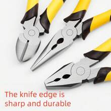 1 件/3 件工业级碳钢夹具套装，6 英寸和 8 英寸多功能夹具，防滑防锈钢丝钳，尖嘴钳，斜口钳，用于切割、剥线和夹紧，电工橡胶手柄实用钳，室内/室外维护工具 - 彩色 - 查看 3