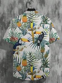 Summer Men's Coconut Tree 3D Digital Printed Short Sleeved Shirt, Men's Hawaiian Vacation Beach Shirt