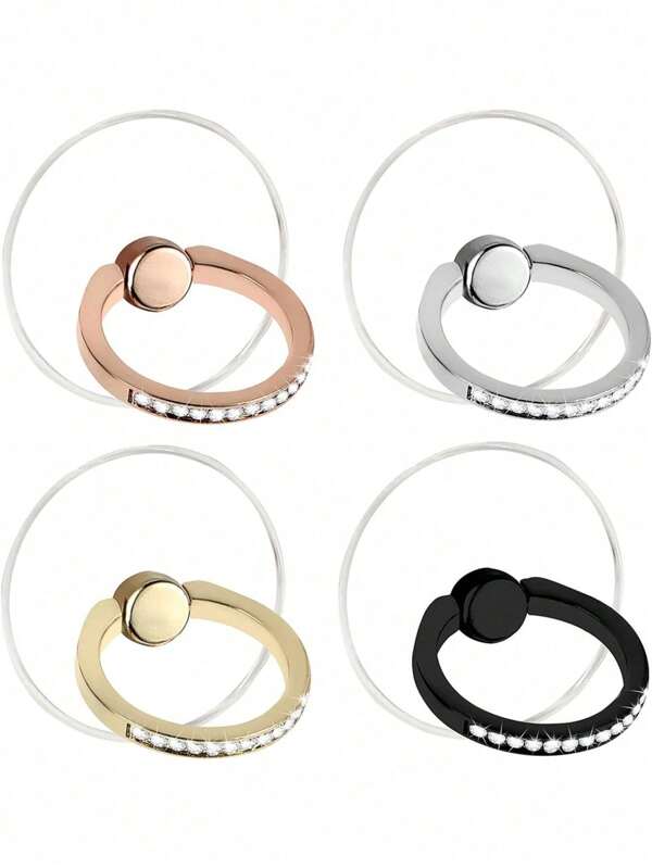 1piece Clear Decor Rhinestone Phone Ring Holder, Round Finger Ring Bracket Metal Finger Ring Buckle 360 Degrees Rotating Desktop Mobile Phone Universal Bracket Compatible With IPhone, Android Phone, Gift For Birthday, Family, Friends Finger Ring Holder, Phone Grip, Phone Accessories