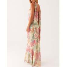 Womens Floral Strapless Dress Y2k Backless Sleeveless Tube Maxi Long Dresses Sexy Mesh Bodycon Summer Beachwear - Hoa nhài hồng - Xem 5