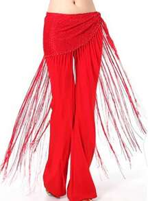 亮片腰链女肚皮舞腰巾灵动长款流苏三角带腰巾舞蹈专业舞台腰饰舒适贴身舞蹈领腰带