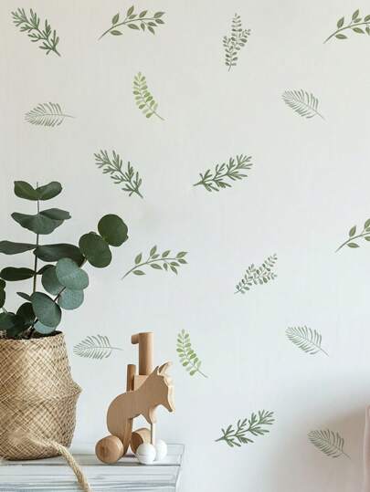 绿叶墙贴乙烯基可移除艺术贴纸波西米亚风厨房浴室客厅家居装饰教室装饰壁纸，贴纸，墙贴，乙烯基贴花用于家居装饰，春季装饰品刷新您的家，拉玛装饰贴纸墙面装饰浴室装饰墙艺术家居装饰客厅墙纸墙贴家居装饰卧室装饰房间装饰物品客厅装饰个性化贴纸