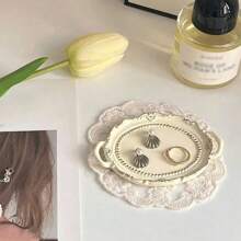 1pc Elegant Lace Jewelry Display Tray, Suitable For Photography Props, Still Life Arrangement, Decorative Storage, Photography Backdrops Summer Storage Organizer Gift Back To School