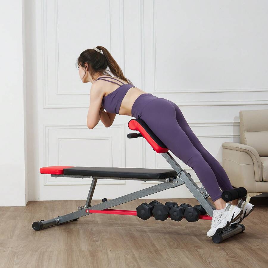 Roman Chair Hyperextension Bench, Multi-Functional Weight Bench For Full Body Workout, 660 Lbs Adjustable Extension Equipment For Back Arm Core Ab Workout, Sit Up Exercise Machine For Home Gym - Black+Red, 660 Lbs Load Capacity - View 1