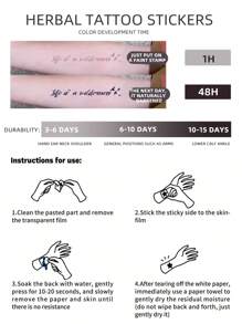 1 件性感黑色黑桃皇后带翅膀扑克牌图案防水草本汁临时纹身，“我爱男孩”情感纹身，肮脏而优雅的手工纹身贴纸，半永久/临时纹身，耐用，假纹身，逼真