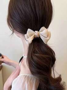 1pc Chic Leopard Print Bow Hair Claw, Large Chic Leopard Print Bow Hair Clip, Elegant Polyester & Spandex Bowknot Hair Clip, - Elegant Retro Double-Layer Big Bow Hair Clip Elegant Bow Ball Head Clip High Ponytail Fixed Clip, Vintage-Inspired Fabric Hair Claw For Ponytails & Updos, Y2K Inspired PVC Knot For Women, Perfect Gift Claw Clips Hair Claws Hair Barrettes