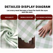 eluckya 1 PC   Light Green Checkered Durable Washable Rectangular Tablecloth, 36 Inches X 55 Inches, Mantel Para Comedor, Suitable For Holiday Decorations | Birthday Parties | Room Decor | Easter | Kitchen Decorations | Table Decorations | Home Decor | Spring/Summer Outdoor Picnics | Fall Decorations | Wedding Decorations | Vintage Decor - Xanh nhạt - Xem 4
