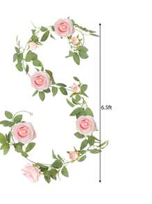 1/3PCS Artificial Rose Vine Fake Flowers Garland Hanging Silk Rose Ivy Plants Vine For Wedding Arch Party Garden Home Bedroom Office Wall Aesthetic Art Decor For Wedding Decoration, Valentine'S Day Decor, Birthday Decor, Anniversary Decor, Holiday Decor, Graduation Decoration, Party Decor Supplies - Multicolor - View 4