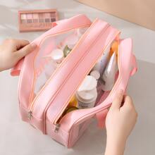 1个粉色大号干湿分离双层收纳袋，手提化妆包，防水大容量户外旅行收纳包，沙滩包，便携式旅行箱，适用于日常用品、健身、游泳等场合的化妆旅行洗漱用品收纳，透明，必备礼品收纳，拉链配件，美甲，化妆包，化妆袋，化妆包，化妆品包，化妆品收纳包，旅行，化妆袋，包，梳妆台，化妆袋，旅行必备，化妆包，旅行必备，梳妆台配件，小化妆包，化妆袋，化妆品包，旅行必备，大容量，大号化妆包，圣诞礼物，收纳袋，旅行，女士旅行必备礼物，收纳袋，手拿包/小手提包，化妆品收纳包，化妆品整理包，收纳袋，刷子收纳袋，迷你收纳袋，大容量收纳袋 - 粉色 - 查看 1