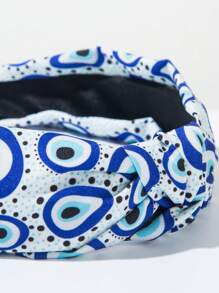 Bandana de Moda Coreana com Estampa de Olho de Demônio em Tecido, Acessório de Cabelo Versátil Minimalista com Coroa Alta Personalizada para Mulheres, Faixa de Cabelo, Tiara