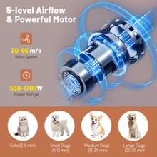 Dog Dryer Pet Hair Blower W/Negative Ion Function LED Screen Temperature Control - US A Type Plug(110-127V) - View 8
