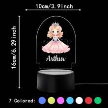 1 pièce Lumière d'illusion LED 3D de lampe de nuit décorative de cadeau d'anniversaire avec personnalisation de nom de princesses de bande dessinée, lumière chaude, cadeau de Noël