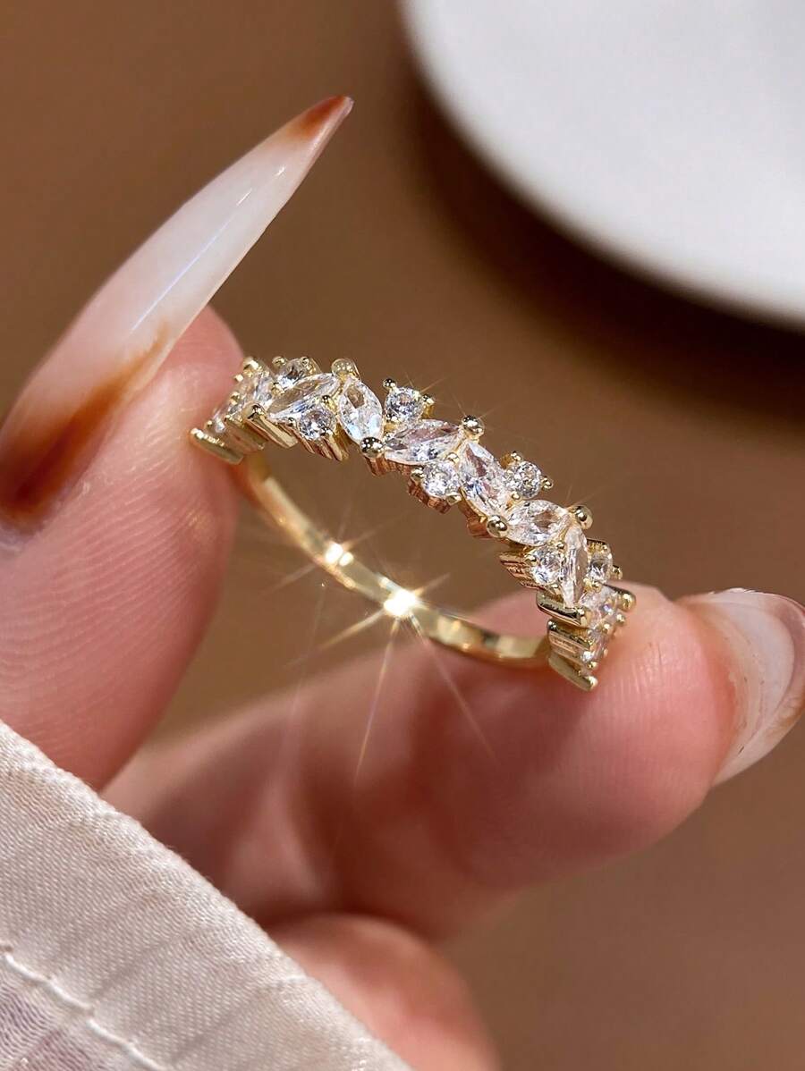 1pc 925 Sterling Silver Luxury Highly Shiny Horse Eye Shaped Zirconia Inlaid Ring, Suitable For Girls' Daily Commute, Decoration, Party And Other Occasions, High Quality, Exquisite Jewelry Gift - Marquise-shaped Diamond Ring - View 1