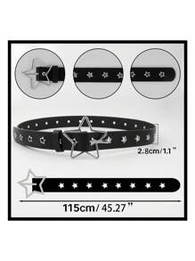 1 件男女款五角星扣朋克铆钉腰带，男女款朋克时尚腰带配饰，适合日常佩戴。情人节、夏季、学校秋季、秋季、万圣节送给男朋友或女朋友的完美礼物