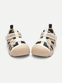 Balabala 男孩迪士尼戶外運動涼鞋-卡通設計、可調節錶帶、防滑橡膠鞋底的透氣網眼封閉腳趾夏季鞋-男孩和女孩輕便舒適的登山涼鞋 - 白黑色調 - 查看 4