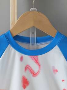 2pcs Boys Sports Outfit - Elastic Polyester Short Sleeve T-Shirt And Shorts Set, Suitable For Outdoor Sports And Casual Wear - Blue - View 3