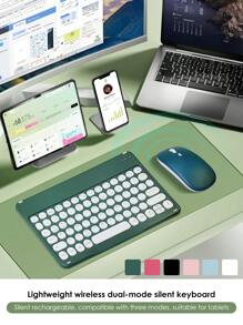 Lightweight Portable Quiet 10-Inch Wireless Mouse & Keyboard Set, Compatible With Multiple Systems Including Laptops, Tablets, Phones For Office And Gaming, Rechargeable Wireless Mouse And Keyboard Set, Compatible With 3 Systems - Multicolor - View 1