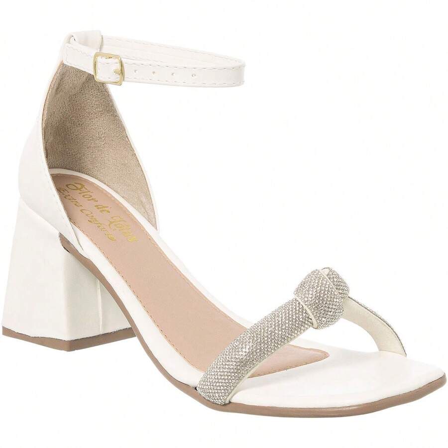 Sandals For Women Sandals With Heel For Women Women's Adult Sandals Thick Heel Heel Comfort Party Shiny - 白色 - 查看 1