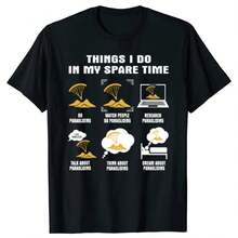 6 Things I Do In My Spare Time Paragliding T Shirts Summer Style Graphic Streetwear Short Sleeve Birthday Gifts T-Shirt - Black - View 1