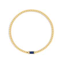 TUANZISP 1pc Women Birthstone Beaded Adjustable Bracelet, Luxury Gold Tone Stainless Steel Elastic Charm Bracelet, Elegant Birthday Gift For Her