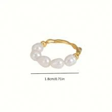 1pc Fashion Pearl Golden Ring, Jewelry For Women Everyday Wear