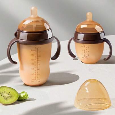 带手柄的防胀气婴儿奶瓶，硅胶材质，模拟母乳喂养，150ml/240ml 安全