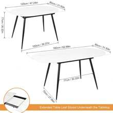 Dining Table And Chairs Set 4, Extendable Dining Table And 4 Upholstered Chairs, Marble Effect Table And Chairs For Living Room, Dining Room Set - Grey - View 4