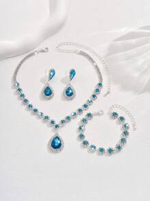 1 套女士时尚首饰套装，包括项链、耳环和手链 - 941798海藍套裝 - 查看 3