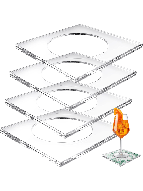 Porta-copos de Acrílico, Porta-guardanapo de Coquetel DIY, Porta-copos Transparentes À Prova d'Água e Inquebrável, Adequado para Qualquer Ocasião, Decoração e Proteção de Mesa para Casa e Escritório