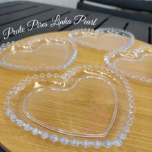 KIT COM 06 PIRES CORAÇÃO MODELO PEARL EM ACRÍLICO TRANSPARENTE