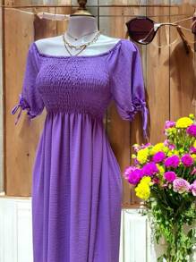 VESTIDO LARGO TIPO CAMPESINO CON MANGA MOD. ALY - Bruma de Lavanda - Ver 6