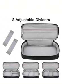 电子配件旅行收纳包，便携式旅行必备小袋，可收纳数据线、硬盘、移动电源（拉链款随机发货） - 黑色 - 查看 2