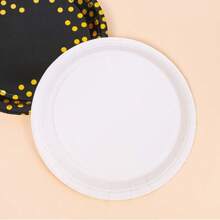 100/50/30/20/10pcs 7inch/9inch Disposable Paper Plates, Leak-Proof & Thick, 3-Second Cleanup, Party & Camping Use, Reusable, Ideal For Birthday, Graduation, Christmas, Thanksgiving, Halloween Events - Gold Dot Black - View 8
