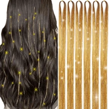 发饰套装 4/6/10 件 800/1200/2000 股银色发饰接发仙女发饰耐热闪亮闪光接发 适合女性 - 彩色 - 查看 20
