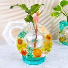 1pc Polygonal Vase Resin Mold, Hydroponic Plant Vase Mold, Silicone Mold For Resin Vase Making, Square Hexagonal Vase Concrete Mold, Home Decoration - White - View 5