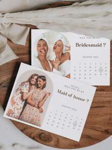 1Pc Custom Bridesmaid Proposal Card, Editable Photo Proposal Card, Will You Be My Bridesmaid, Calendar Template,Bridesmaid Proposal Photo Calendar - Multicolor - View 4