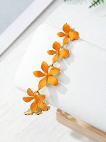 1pc 18K Gold Plated Enamel Alloy 3D Flower Anklet, Vintage Oil Painting Inspired, Fashion Accessory For Women