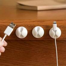 5pcs White Cable Clips, For Organizing Office Desk Cables, Convenient Cable Management - Multicolor - View 8