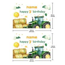 Customizable Personalized Farm Theme Party Birthday Backdrop Banner With Sun Farm Tractor Birthday Party Theme Customizable Age And Name Happy Birthday For Birthdays Anniversaries, Perfect For Photo Booths & Celebrations - White - View 4