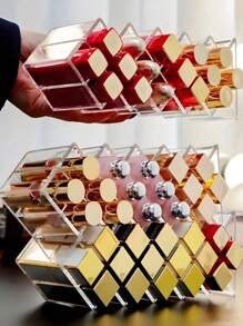 1 Stück klare Lippenstiftaufbewahrungsbox, stapelbare fischförmige Lippenstiftturm, Lipgloss Organizer Regal, geeignet für Lippenstift/Make-up Organisation und Kosmetiktisch Präsentation