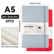 2pcs A5 Dotted Notebook, 80 Pages, 100gsm Ivory White Paper, Cloth Cover, Planner Diary, Student Stationery, Back To School Essential - Two-book Set - View 18